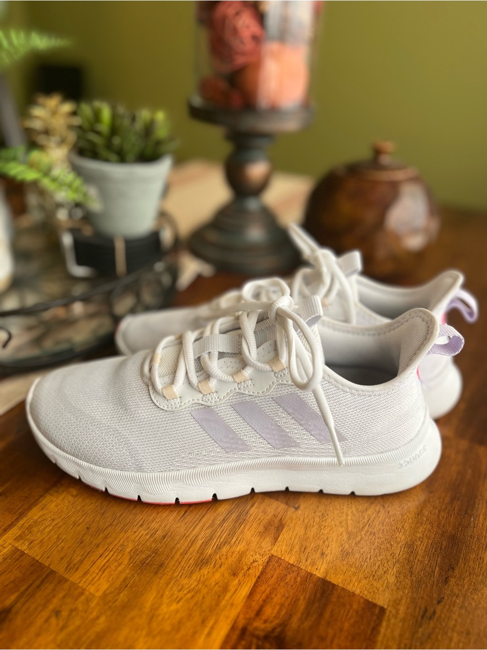 Adidas White/Lavender Women's Athletic Sneakers - Lightweight Comfort